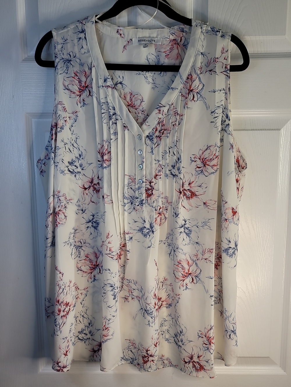 Rose & Olive ☆ Red & Blue Floral Sleeveless V-Neck